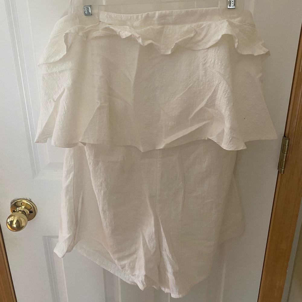 White strapless romper